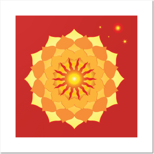 Red Sun Mandala Posters and Art